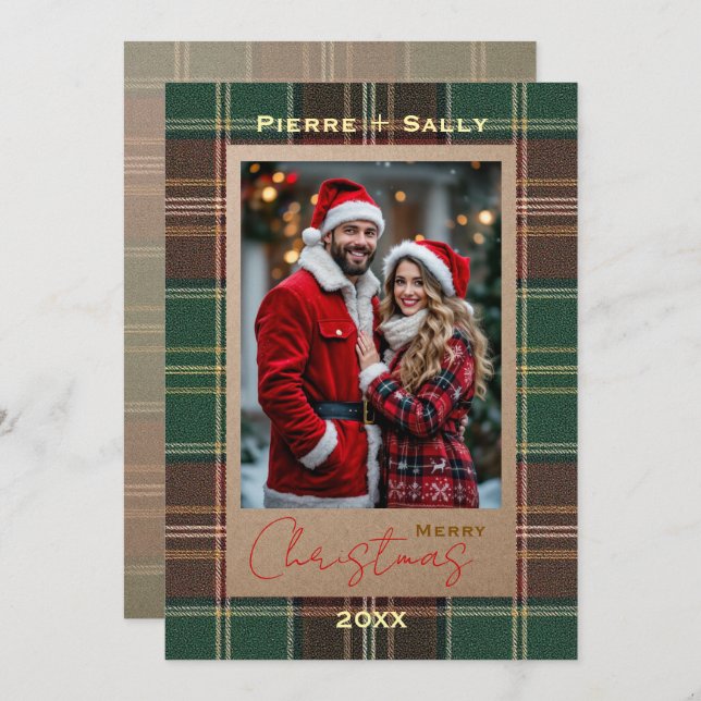 Rustic Autumn Plaid Feiertagskarte (Vorne/Hinten)