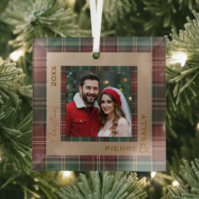 Rustic Autumn Plaid Ornament Aus Glas (Insitu)