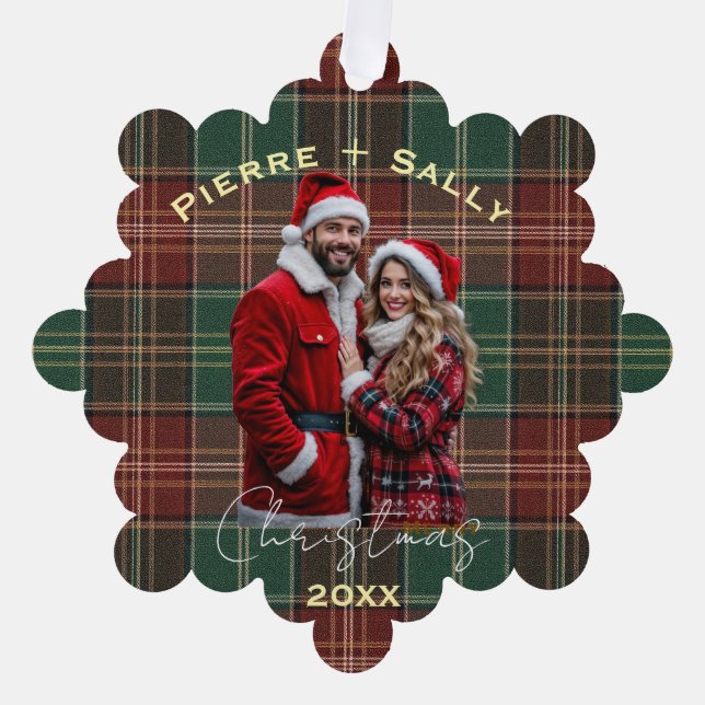 Rustic Autumn Plaid Ornament Karte (Vorderseite)