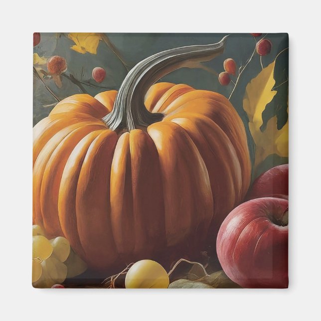 Rustic Autumn Pumpkin Thanksgiving and Halloween Magnet (Vorne)