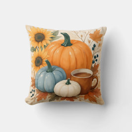Rustic Autumn Pumpkins Watercolor Kissen