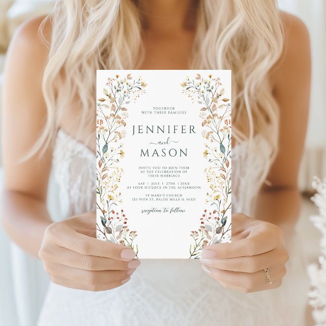 Rustic Autumn Wildflower Wreath Wedding Invitation Einladung (Von Creator hochgeladen)