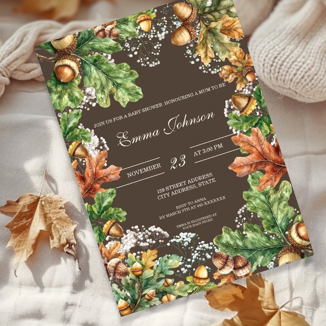 Rustic Autumn Woodland Baby Shower Invitation Einladung (Von Creator hochgeladen)