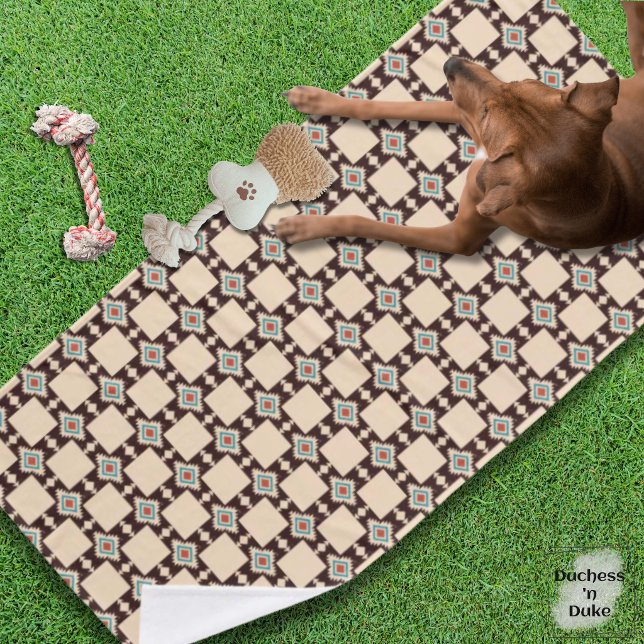 Rustic Aztec Cross Boho Pattern Pet Towel Badehandtuch (Rustic Aztec Cross Boho Pattern Pet Towel)