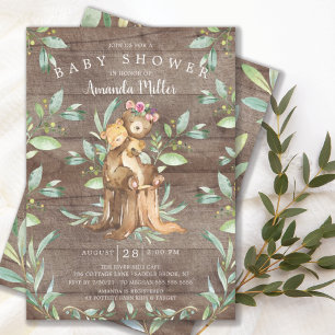Rustic Baby Bear and Mom Baby Shower Invitation Einladung
