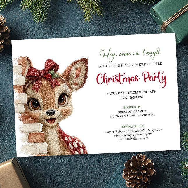 Rustic Baby Deer Funny Cartoon Watercolor Party  Einladung (Rustic Baby Deer Funny Cartoon Watercolor Party Invitation

)