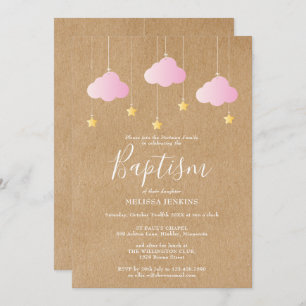 Rustic Baby Girl Taufe Christening Twinkle Stars Einladung