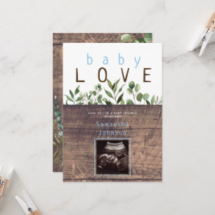 Rustic Baby Liebe Wood Ultrasound Baby Shower Invi Einladung