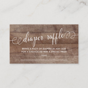 Rustic Baby Showdiaper Raffle Ticket Begleitkarte