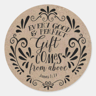 Rustic Baby Shower Favor Tag, Script on Kraft Runder Aufkleber