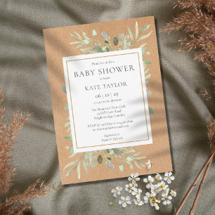 Rustic Baby Shower Sprinkle Watercolour Greenery Einladung