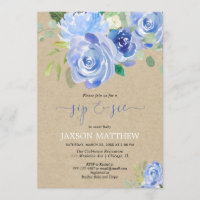 Rustic Baby Sip sehen blaue Aquarellfarben