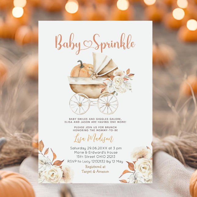 Rustic Baby Sprinkle Pumpkin Carriage Baby Dusche Einladung (Von Creator hochgeladen)