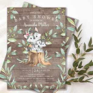 Rustic Baby Wolf und Mama Baby Shower Einladung