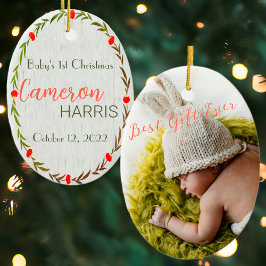 Rustic Baby's 1. Weihnachts Bestes Geschenk Foto Keramik Ornament