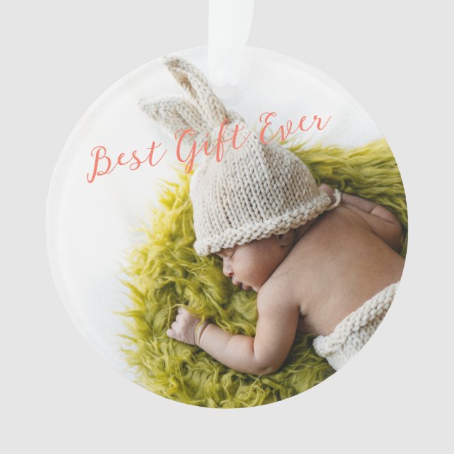 Rustic Baby's 1. Weihnachts Bestes Geschenk Foto O Ornament (Vorderseite)