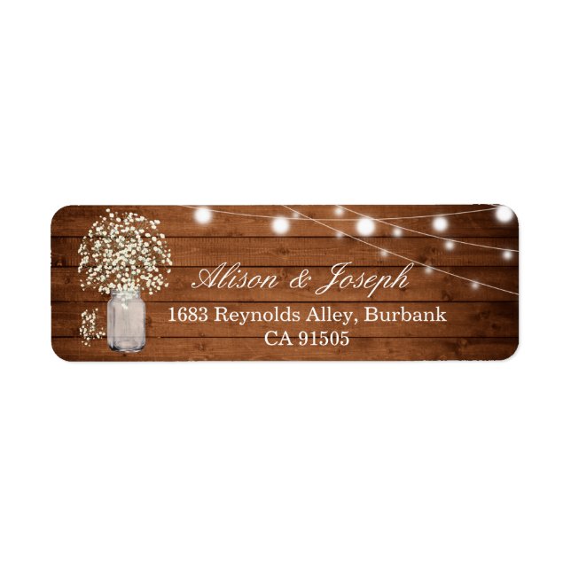 Rustic Baby's Breath Lights Return Address Label (Vorne)