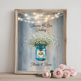 Rustic Baby's Breath Mason Jar Wedding Poster-Zeic Fotodruck