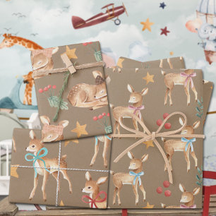 Rustic Baby's First Christmas Rentier Party Geschenkpapier Set