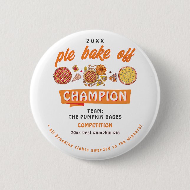 Rustic Bake Off Pumpkin Pie Competition Champion Button (Vorderseite)