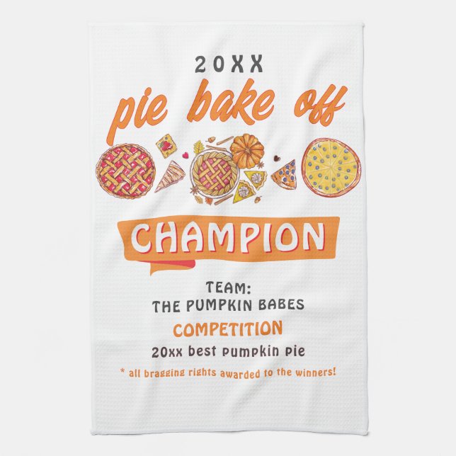 Rustic Bake Off Pumpkin Pie Competition Champion Geschirrtuch (Vertikal)