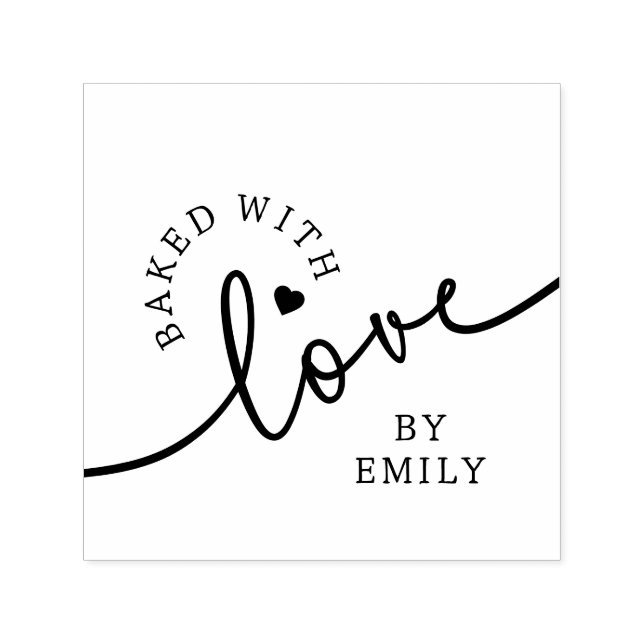 Rustic Baked with Love Script Heart Handmade Permastempel (Design)