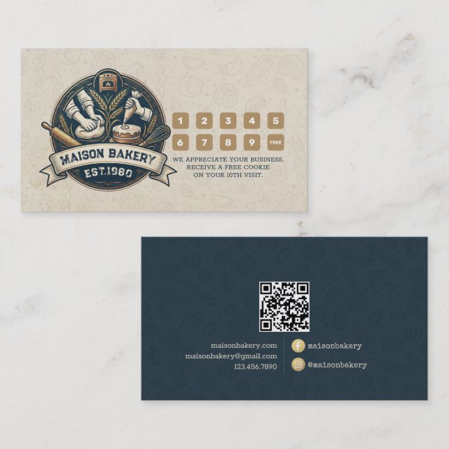 Rustic Bakery Store Pastry Dessert Sweet Cake Shop Treuekarte (Vorne/Hinten)