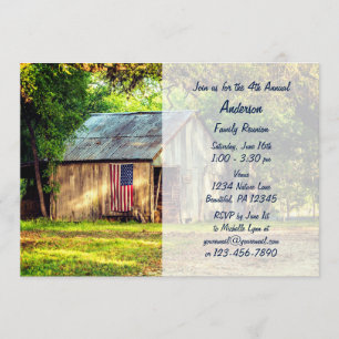 Rustic Barn American Flag Family Wiedersehen laden Einladung