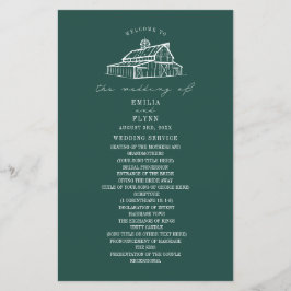 Rustic Barn Emerald Farm Wedding Program