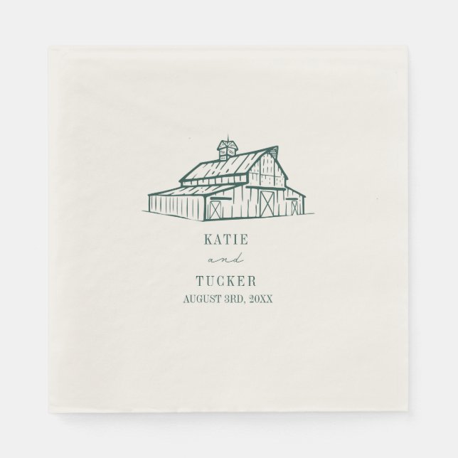 Rustic Barn Emerald Wedding Serviette (Vorderseite)