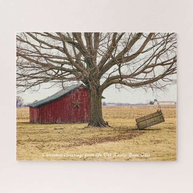 Rustic Barn Ohio.Christmas Grüße Puzzle (Horizontal)
