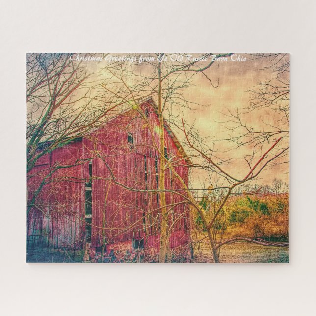 Rustic Barn Ohio.Christmas Grüße Puzzle (Horizontal)