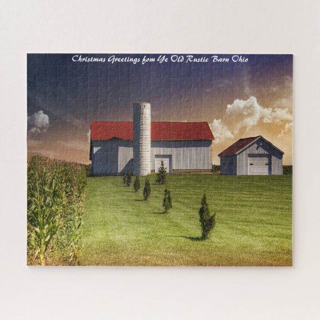 Rustic Barn Ohio.Christmas Grüße Puzzle (Horizontal)