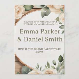 Rustic Barn Wedding Invitation with String Lights  Einladung