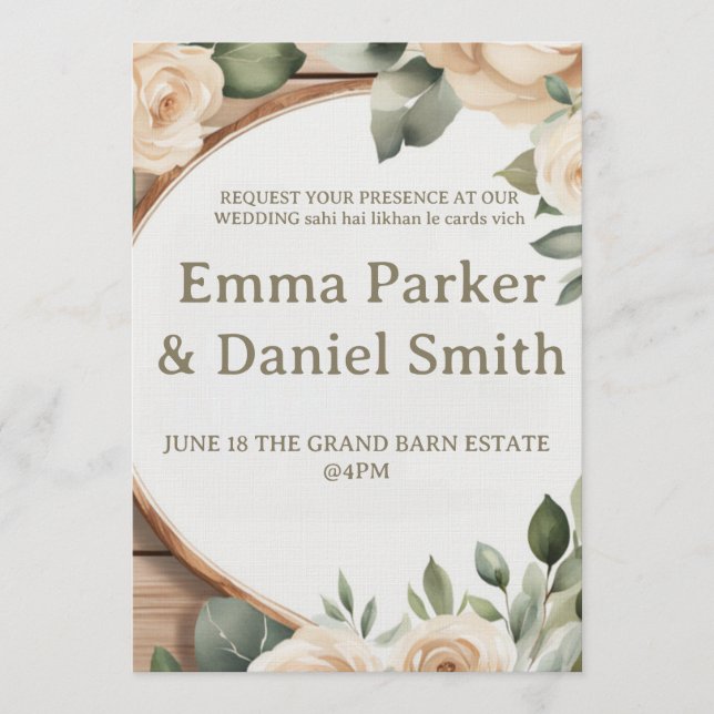 Rustic Barn Wedding Invitation with String Lights  Einladung (Vorderseite)