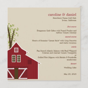 Rustic Barn Wedding Menu Card Menükarte