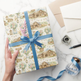 Rustic Barn Wedding Watercolor Pattern Geschenkpapier