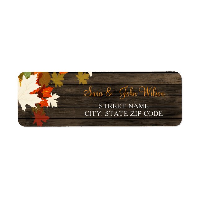 Rustic Barn Wood Fall Wedding address labels (Vorne)