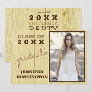 Rustic Barn Wood Foto 2025 Graduation Party Einladung