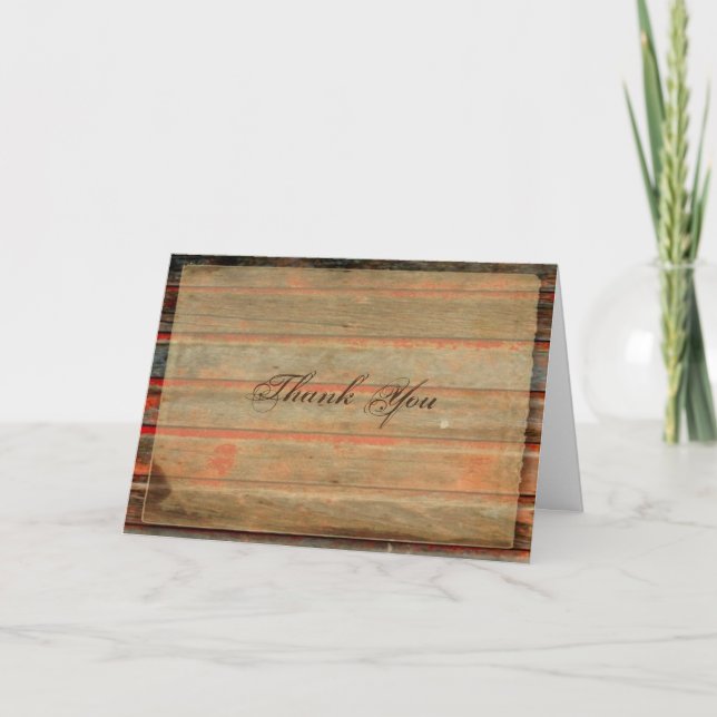 Rustic Barn Wood Graffiti Heart Thank You card Dankeskarte (Vorderseite)
