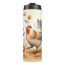 Rustic Barnyard Chickens Boho Landfarm Thermosbecher