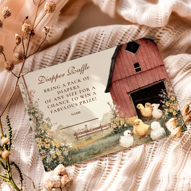 Rustic Barnyard Ducklings Diapper Raffle Begleitkarte (Von Creator hochgeladen)