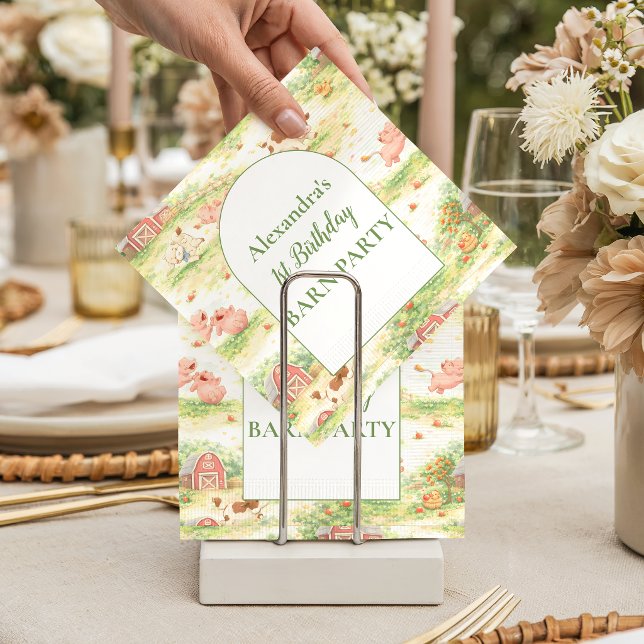 Rustic Barnyard Farm Animals 1st Birthday Serviette (Von Creator hochgeladen)