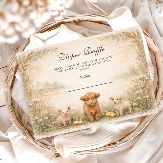 Rustic Barnyard Meadow Diapper Raffle Begleitkarte (Von Creator hochgeladen)