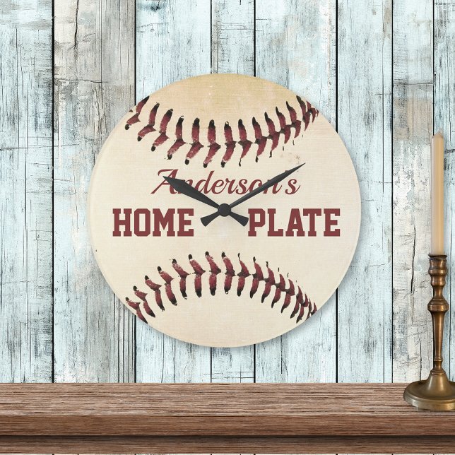 Rustic Baseball Strings Zuhause Plate Custom Große Wanduhr (Von Creator hochgeladen)