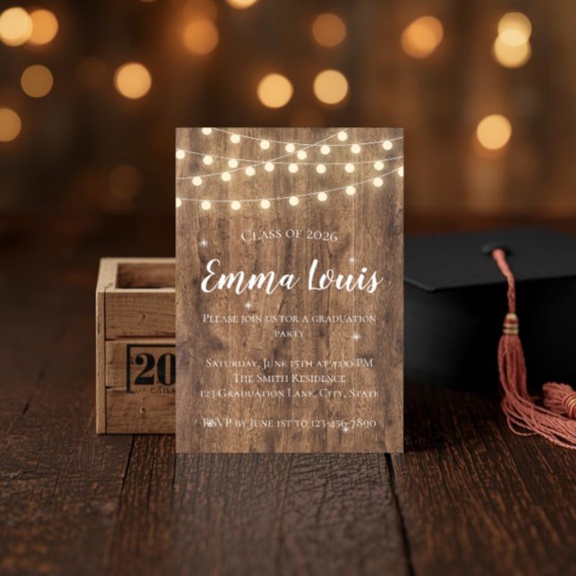 Rustic BBQ Graduation Party Invitation with Photo Einladung (Von Creator hochgeladen)