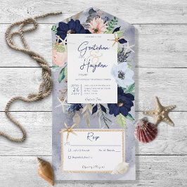 Rustic Beach Blue Nautic No Dinner All In One Einladung