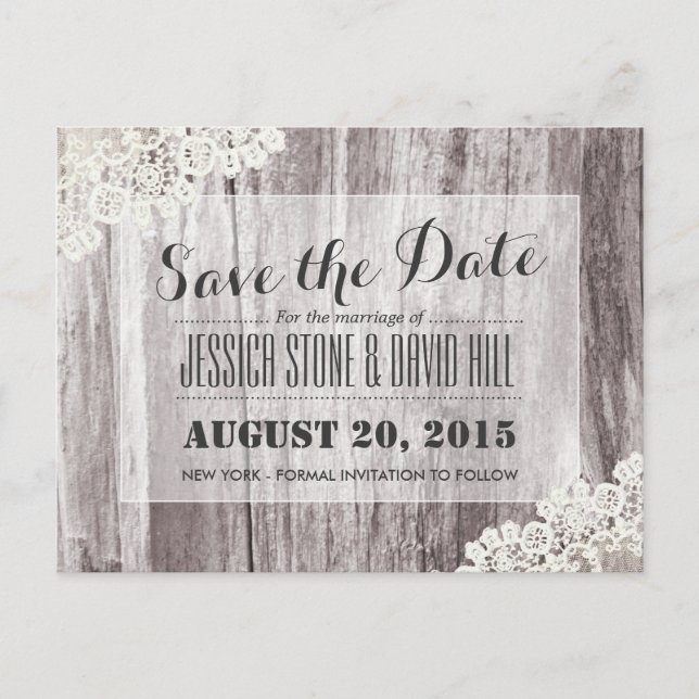 Rustic Beach Driftwood Save the Date gestrichen Ankündigungspostkarte (Vorderseite)