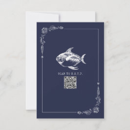 Rustic Beach Hochzeit Dark Blue Fish UAWG RSVP Karte