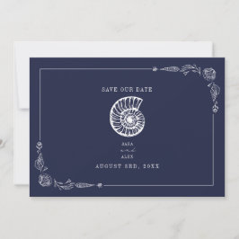 Rustic Beach Hochzeit Dunkelblau Save the Date